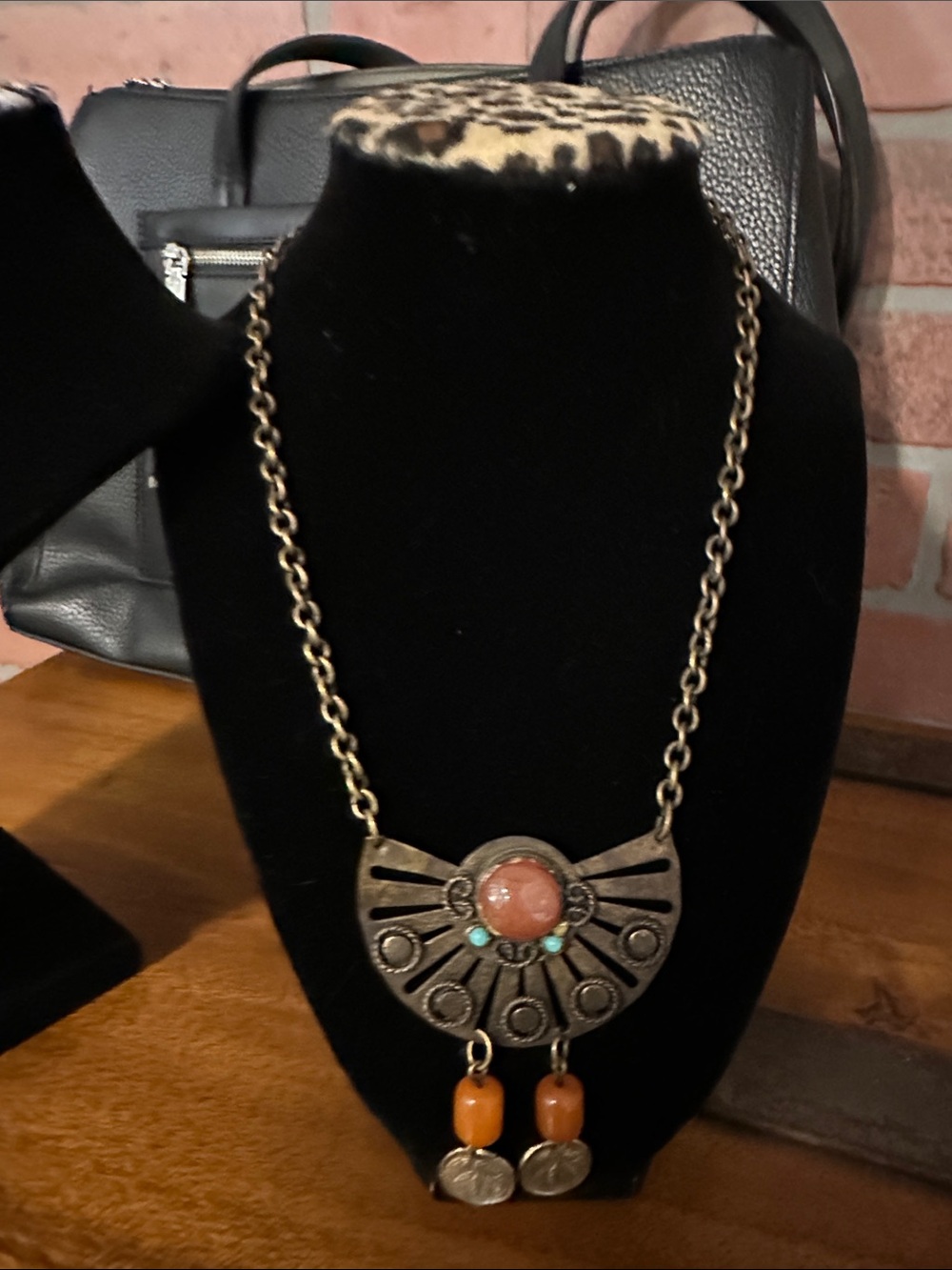 Bohemian Silver-Tone Pendant Necklace with Coral and Turquoise Accents